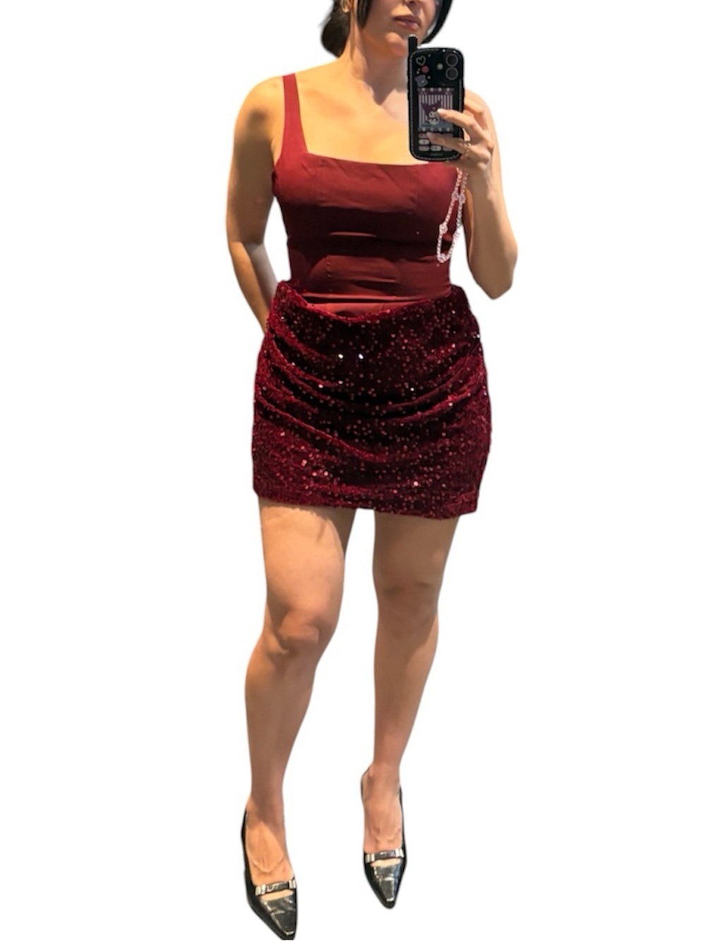 Corset Back Sequined Mini Dress Square Neck Size Medium ❤️💃🏻✨